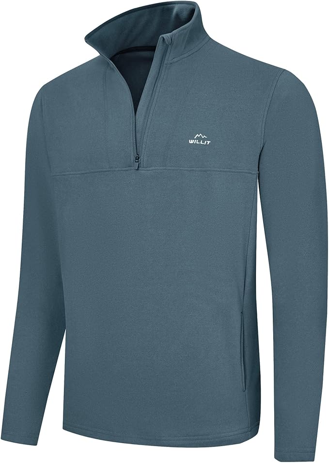 Willit Men's Winter Shirts Fleece Pullover with Pocket Quarter Zip Cold Weather Golf Hiking Casual Warm Shirts Long Sleeve