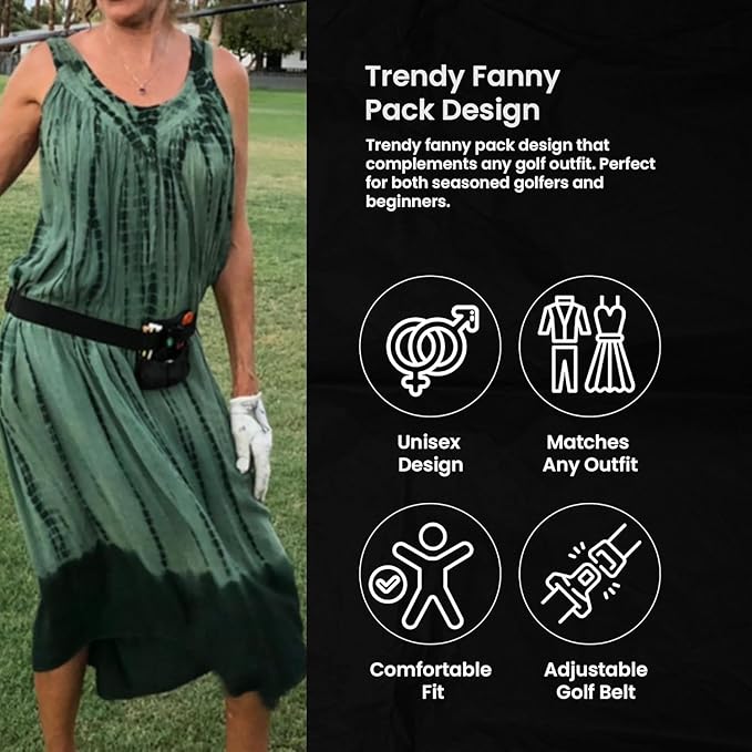 Golf Valuables Pouch Bag - Golf Balls Bag for tees, Balls, Ball Marker, Divot Repair Tool, Keys, Cards & Cash - Golf Caddy Belt Pouch for Women & Men- Golf Accessories Gift for Golfers