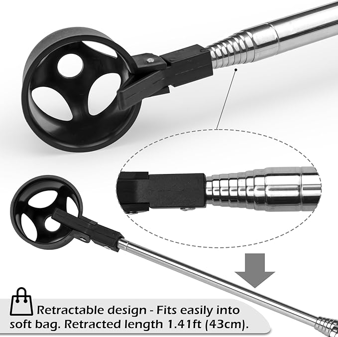 Portable Retractable Stainless Steel Golf Ball Retriever Telescopic Scoop Saver Pick Up Automatic Locking Shaft Tool