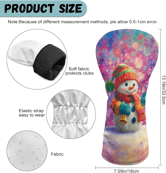 Golf Club Head Covers for Club Protective, Waterproof PU Leather Driver Fairway Wood Hybrid Head Cover