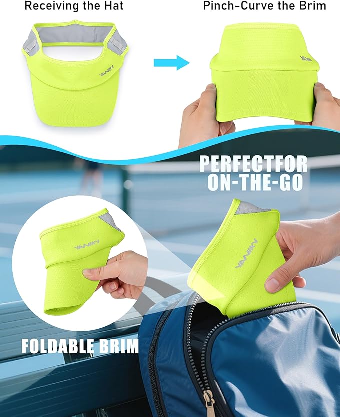 Sports Sun Visor Hats for Women Men Lightweight Breathable Cooling Stretchy Visors Foldable UPF 50+ for Running Tennis Golf