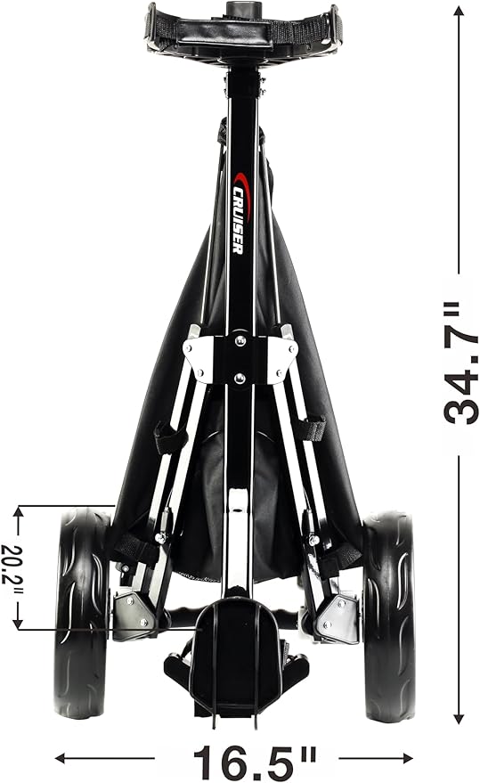 PRECISE Cruiser 3-Wheel Golf Push Cart with Stabilizer Rods & Foot Brake – Lightweight Folding Golf Trolley with Ergonomic Handle, Detachable Storage Bag & Scorecard Holder
