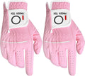 FINGER TEN Womens Ladies Golf Gloves Pair Both Hand or 2 Pack Left Right Hand, All Weather Grip & Comfortable Glove for Serious Performance, Stylish Pink White Fit S M L XL