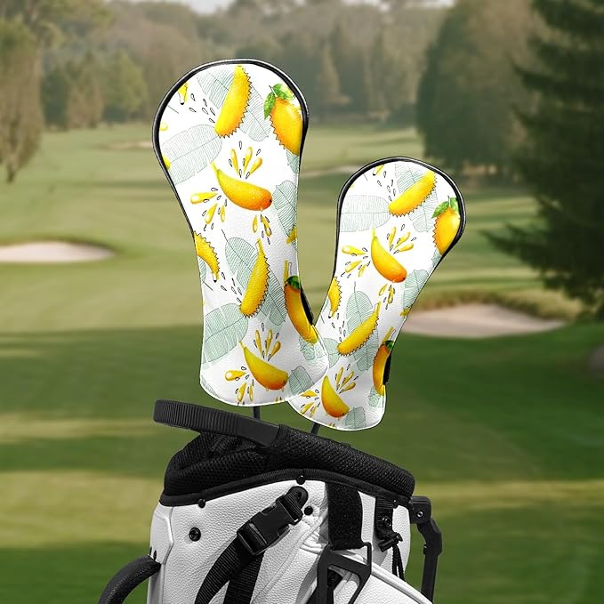 Premium Leather Golf Club Headcovers,Mango Pattern Fits Driver Hybrid Fairway 3/5 Wood,with Scratch-Resistant Lining, Gift for Men and Women