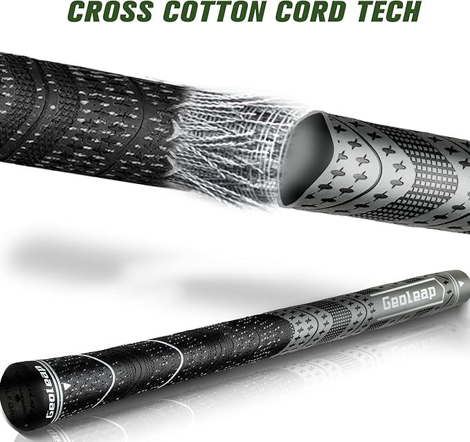 Geoleap Golf Grips Set of 13- Grips with Tapes and with All Repair Kits for Choice,Hybrid Golf Club Grips,Standard/Midsize,All Weather Contral, High Feedback & Traction.