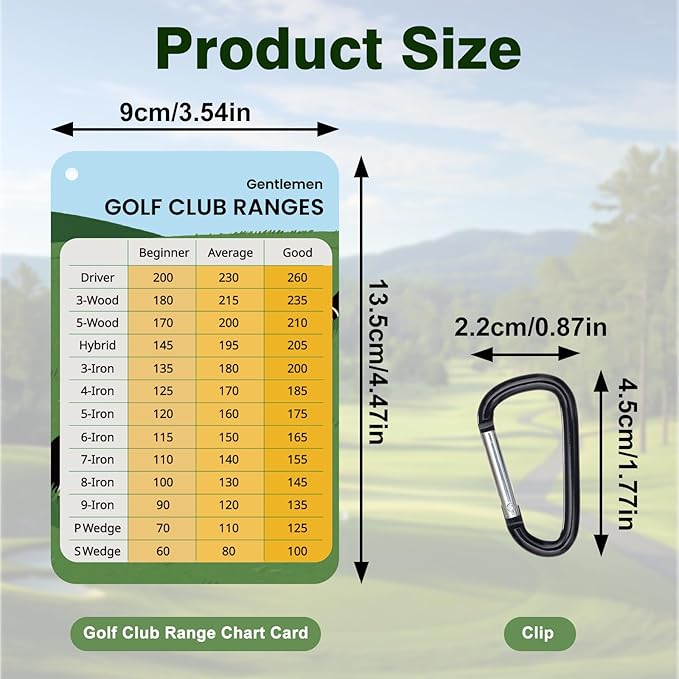 2 Pcs Golf Club Distance Card, Waterproof Golf Club Range Chart & Yardage Guide, Quick Reference Golf Accessory with Clip for Men Beginners & Golfers