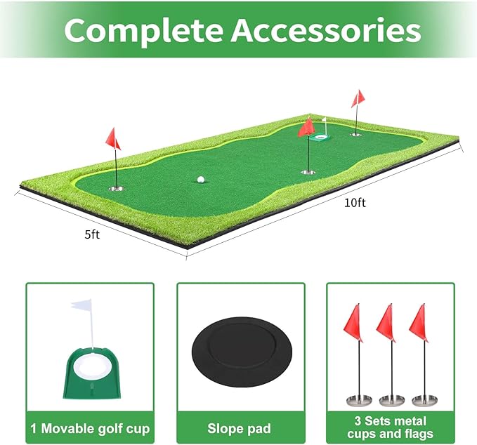 Golf Putting Green, Professional Large Practice Putting Mat for Outdoor & Indoor Putt Trainning