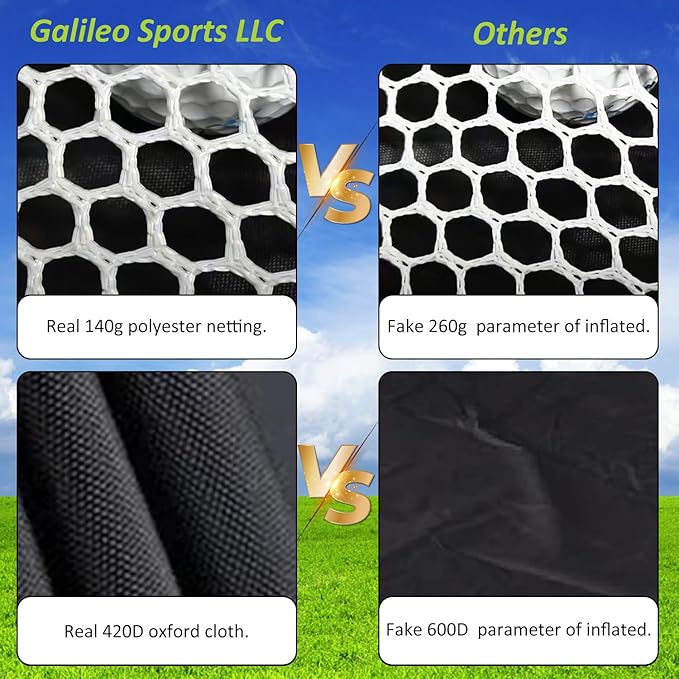 Gagalileo Golf Net: Backyard Practice Hitting Driving Training by Turf Mat Target Real Ball Indoor Outdoor Chipping Swing Gift for Golfers Dad Husband Men
