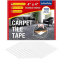 Carpet Tile Tape Double Sided, 4 x 4 Inches 100 Tabs, Rug Tape Grippers for Indoor Outdoor Use, Non Slip Adhesive for Area Rugs on Hardwood, Vinyl, Concrete Floors, Residue Free