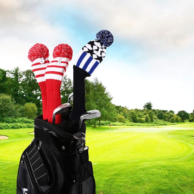 Golf Head Covers for Driver Woods Fairway Hybrids, Long Neck Golf Club Headcovers Set with Number Tags 1 3 5（3pcs）