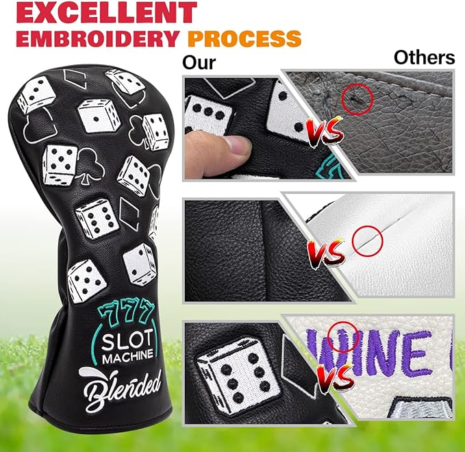 Golf Club Covers Lucky 777 Blade Putter Headcover Golf Driver Covers Fairway Wood Headcover Hybrid Head Cover Blade Putter Cover Leather 3 Wood Headcovers Golf Headcovers for All Brand
