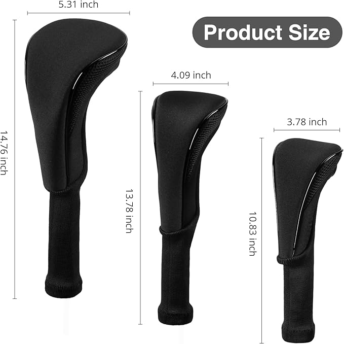 Golf Head Covers, 4pcs Golf Club Covers for Driver Fairway and Hybrid, Nylon Golf Club Head Covers for Men Women with Interchangeable Tags