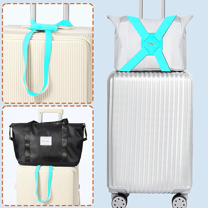ZINZ Luggage Strap, High Elastic Suitcase Belt Adjustable Bag Bungees for Easier Travel，Light Green