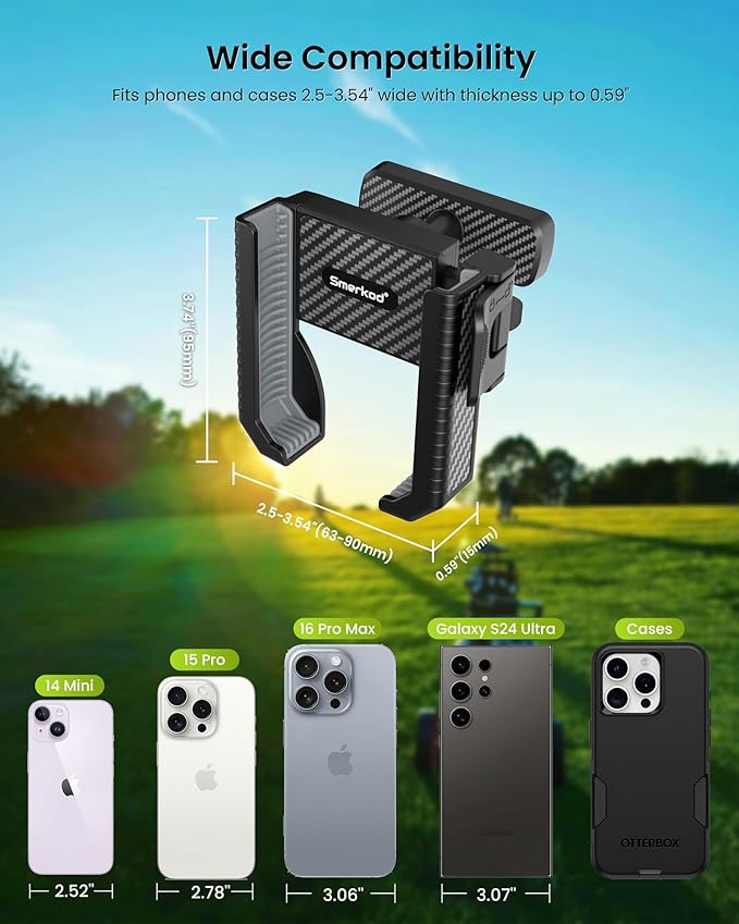 Magnetic Golf Cart Phone Holder Mount- Holds Up To 6 LB, 3s Phone Clip Install, Phone Caddy for iPhone Galaxy Fits EZGO Club Car Yamaha Icon,Golf Cart Accessories Essentials Gift for Men Women