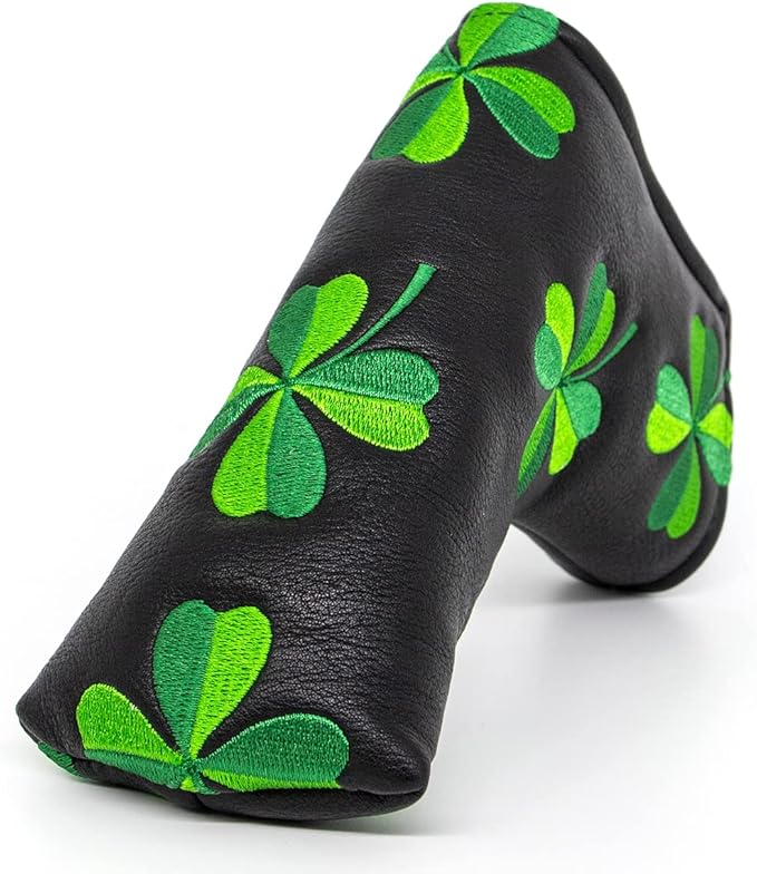 Live Lucky Golf Club Headcover Shamrock Golf Head Cover Elegant Embroidery Premium Leather Driver Covers Fairway Wood Covers Hybrid Headcovers Mallet Blade Putter Covers