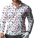 Men's Long Sleeve Golf Shirt Quick Dry 3 Button Work Fishing Outdoor Casual Collar Shirt