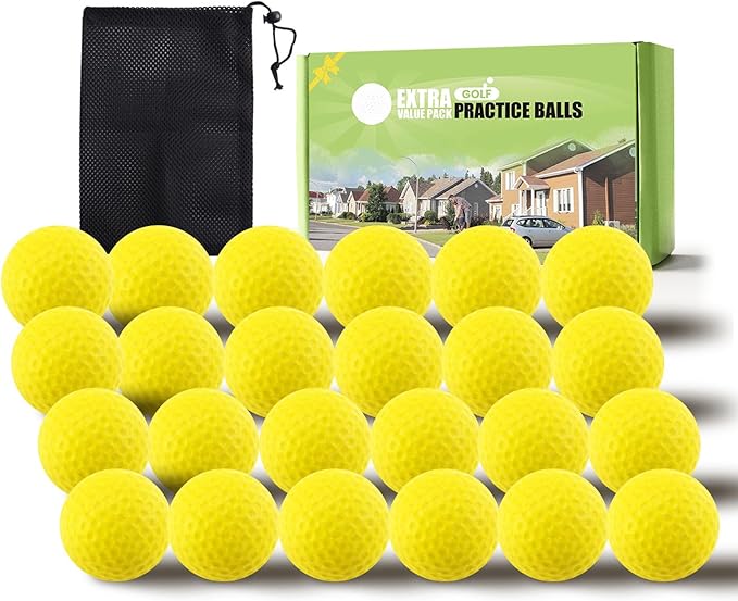 FINGER TEN Golf Practice Balls Foam Colored Value 12 24 50 Pack, Lightweight Golf Ball Limited Flight for Indoor Outdoor Driving Range Backyard Training Safe Practice Good Value