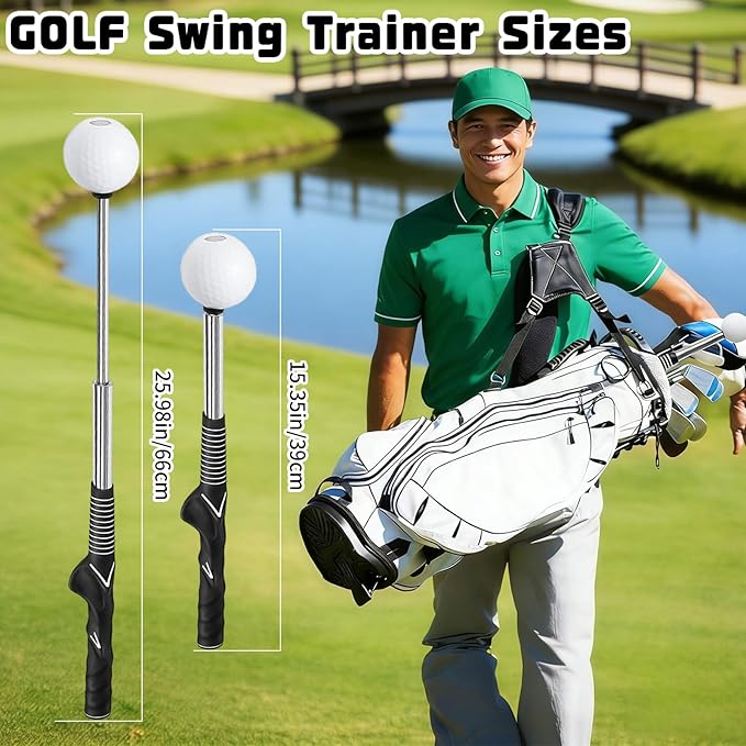 Retractable Golf Swing Training Aid, Golf Grip Trainer for Warm-up, Right-Handed Golf Club for Indoor & Outdoor Practice, Ideal for Beginners Improving Strength