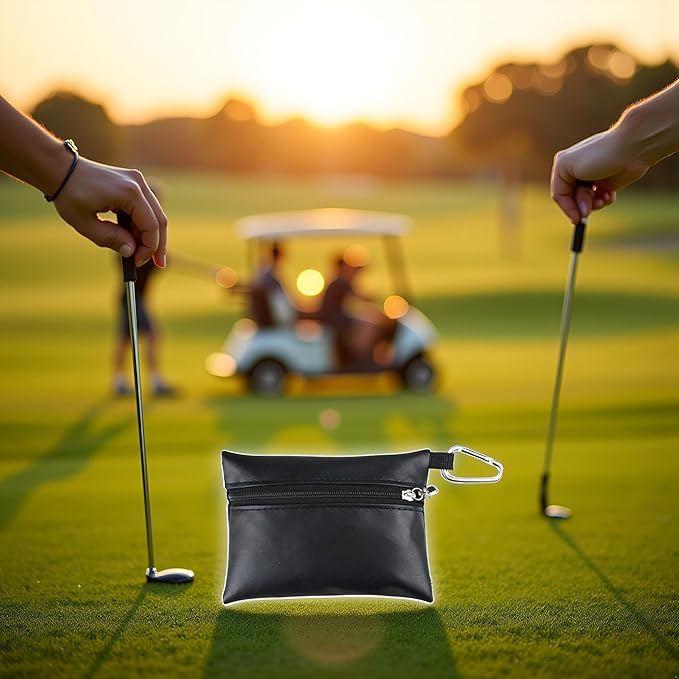 1Pc Black Mini Golf Tee Pouch Bag, Golf Ball Tee Storage Bag Leather Golf Tees Pocket with Zipper, Golf Supplies Accessories Golf Club Bag Accessories Golf
