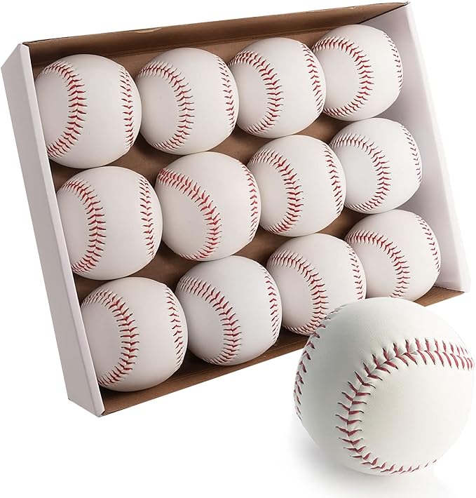 GKK Baseball 12 Pack Balls Training Baseballs 9 inch TeeBall Safety Baseballs for Youth/Adult Baseball Soft Toss, Batting, Fielding, Hitting, Pitching, Practice(One Dozen)