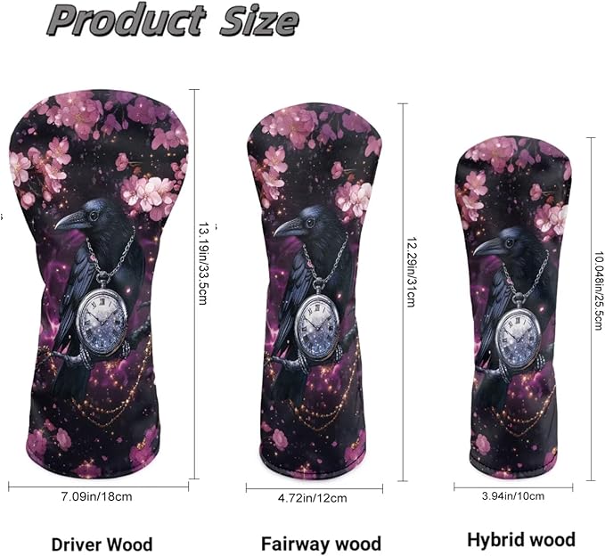 Golf Club Head Covers for Club Protective, Waterproof PU Leather Driver Fairway Wood Hybrid Head Cover