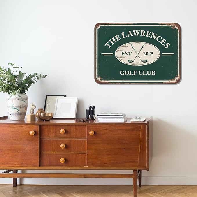Personalized Golf Metal Sign, Vintage Country Club Villa Decor, Custom Metal Sign with Name, Personalized Golf Wall Decor for Club Garage Bar, 19th Hole Wall Art, Gifts for Golfers Dad Father Husband