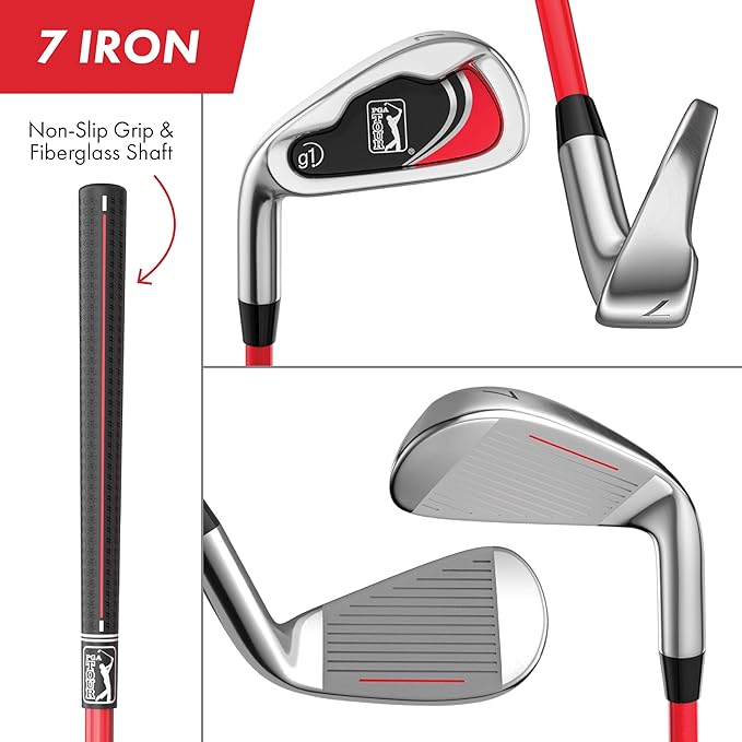 PGA Tour Youth Golf Club Set – Ages 3-5 (3’6”-4’1”) and 5-8 (4’1” - 4'8") Right and Left Handed Beginner Junior Golf Clubs with Lightweight Golf Bag, Mallet Putter, Driver by Golfgen