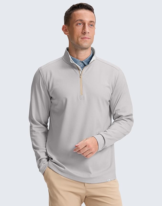 Obla Golf Quarter Zip Pullover Men Fleece Mock Neck Sweatshirt Winter Warm 1/4 Zip Long Sleeve Golf Shirt