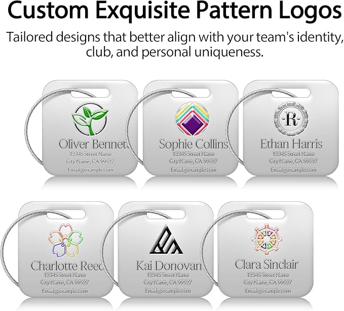 Personalized Luggage Tags - Custom Metal Luggage Tags for Suitcases, Backpacks and Bags with Your Personalized Photo Club Logo Text (Square-Silver)