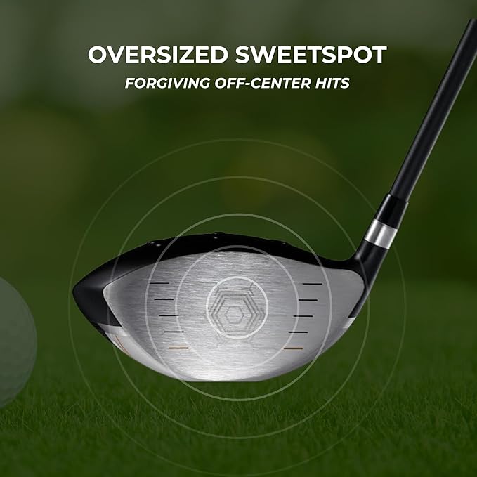Titanium Driver Golf Club, Loft Lightweight Graphite Shaft, Oversized Sweet Spot, Aerodynamic, USGA Conforming Mens Driver + Deluxe Headcover