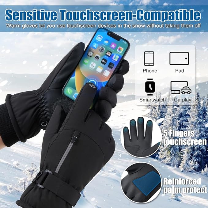 Winter Gloves for Men Women -30℉ Cold Weather Gloves Warm Waterproof Gloves Skiing Snow Glove for Outdoor Work,Windproof Thermal Gloves For for Running Driving Hiking