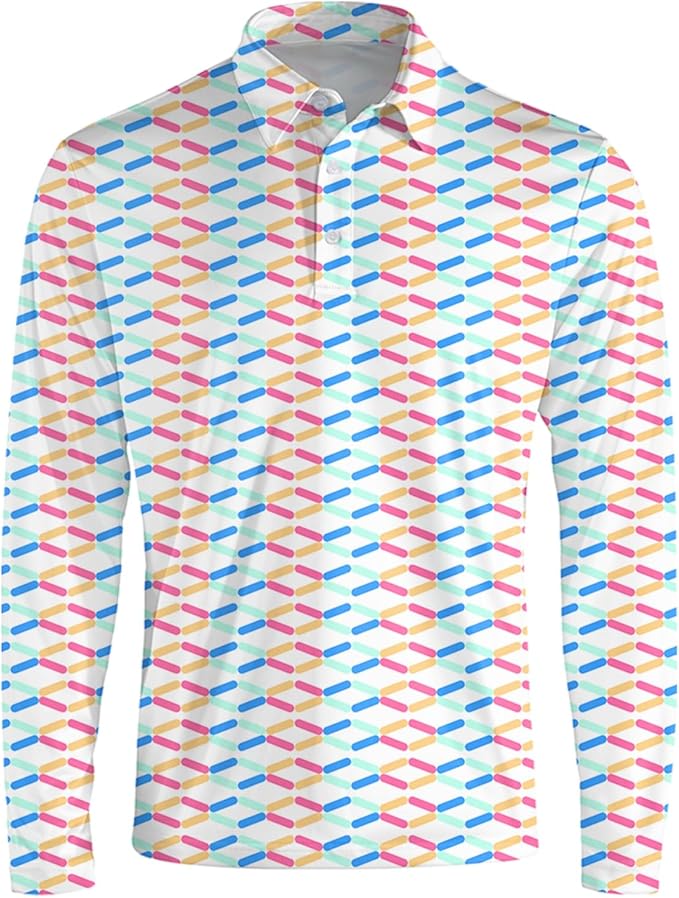 Men's Long Sleeve Golf Shirt Quick Dry 3 Button Work Fishing Outdoor Casual Collar Shirt