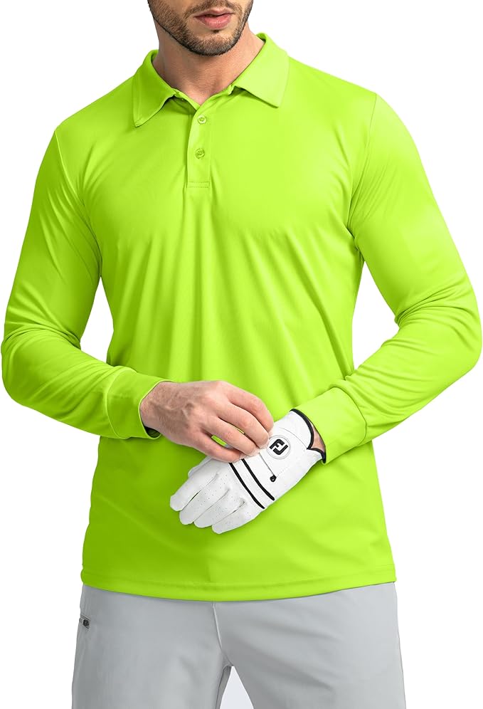 Men's Polo Shirt Long Sleeve Golf Shirts Lightweight UPF 50+ Sun Protection Cool Shirts for Men Work Fishing Outdoor