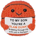 Mini Handmade Crochet Basketball，Christmas Stocking Stuffer Gift for Son or Son-in-Law from Mom and Dad, Cool Birthday, Graduation & Xmas Present for Son