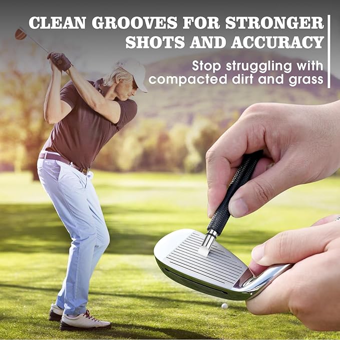 Pro Golf Club Cleaner Brush with Golf Groove Sharpener Tool Suitable for U & V-Grooves 8 Inches Golf Water Brush with Retractable Clip Hold 5oz of Water Perfect Golf Accessories for Men/Women