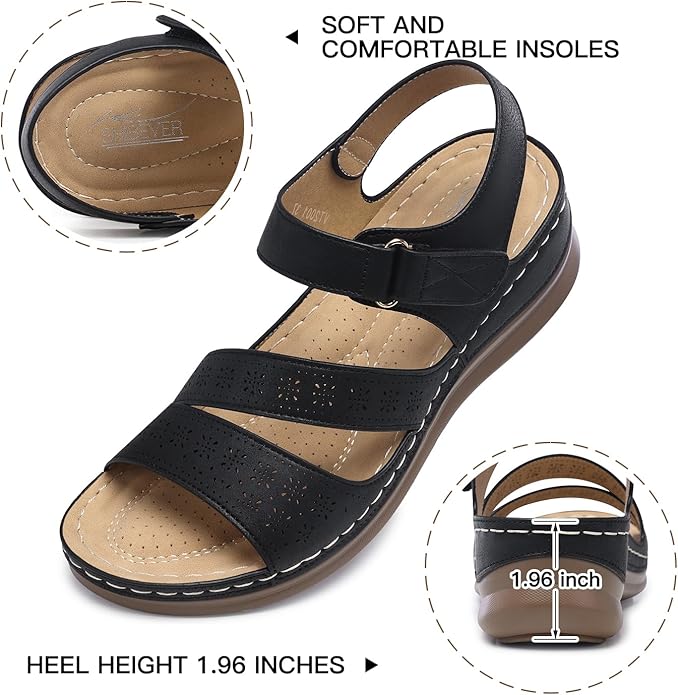 SHIBEVER Women's Wedge Sandals Platform: Comfortable Dressy Arch Support Ankle Strap - Summer Open Toe Women Sandals