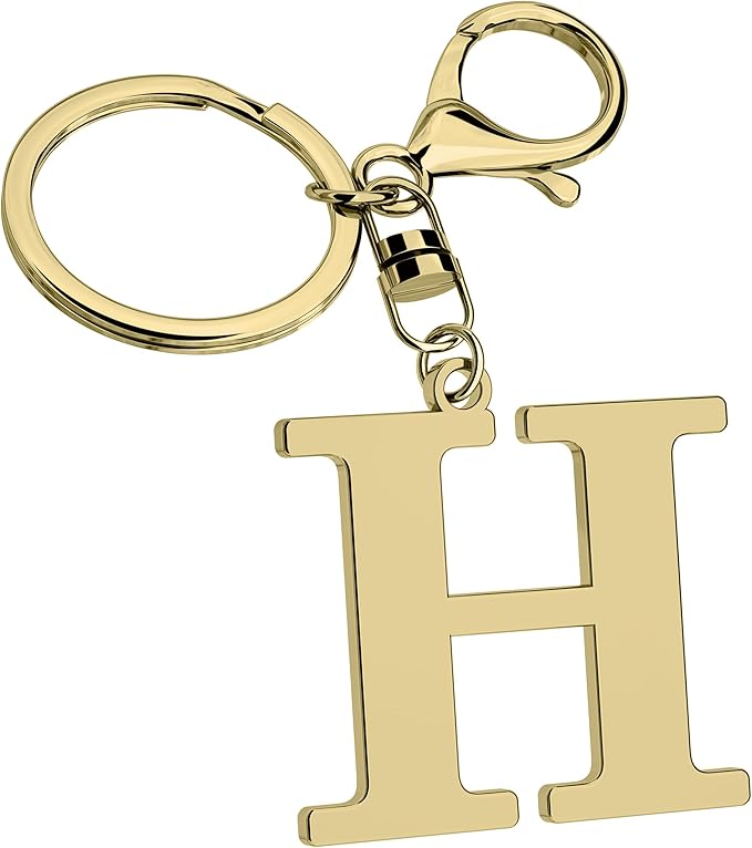 Stainless Steel Gold Letter A-Z Keychain for Women Men, Initial Letter Pendant with Key Ring, Charms for Key Backpack Bag
