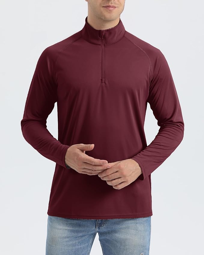 Boladeci Men's UPF 50+ Sun Shirts 1/4 Zip Long Sleeve SPF UV Protection Lightweight Quick Dry Quarter Zip Golf Shirts