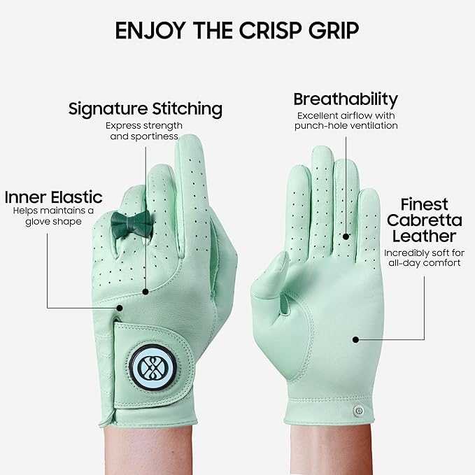 CLAPLEY Women’s Golf Glove – Premium Cabretta Leather with Magnetic Ball Marker, Breathable Design, Good Elasticity, Precious Gift for Golfers, Super Soft Feel, Left and Right Hand, Secure Fit
