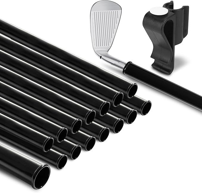 Golf Bag Tubes Set of 14 (1.25'') + 1 (1.5'') for Fat Putter Grip, Club Protection Sleeves, Dividers & Organizer, Travel Accessory for Golf Bag Separation and Organization with Putter Clip