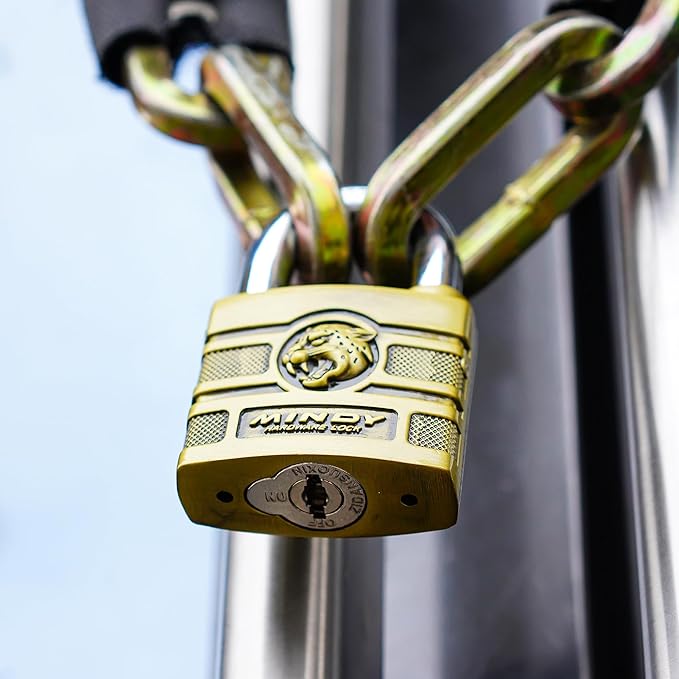 50mm Heavy Duty Waterproof Keyed Padlock with 4 Keys Resettable for Outdoor Use, Brass Finish