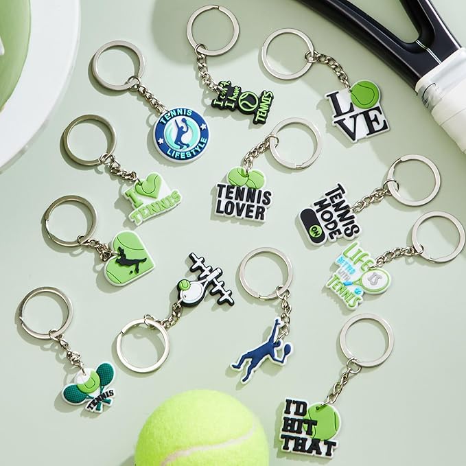 Batiyeer 36 Pack Tennis Keychains Bulk Party Favors Sports Ball Key Chains Funny Keyring Gifts for Women Men Birthday Supplies