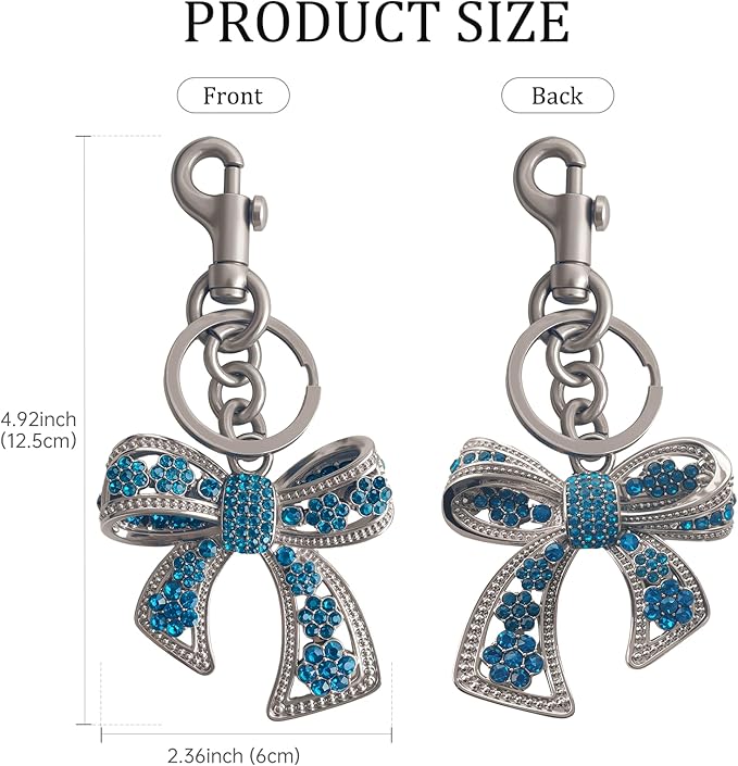 Sparkly Bow Bag Charm Rhinestone Bow Purse Charms Bows Keychain Women Bag Charm for Handbag