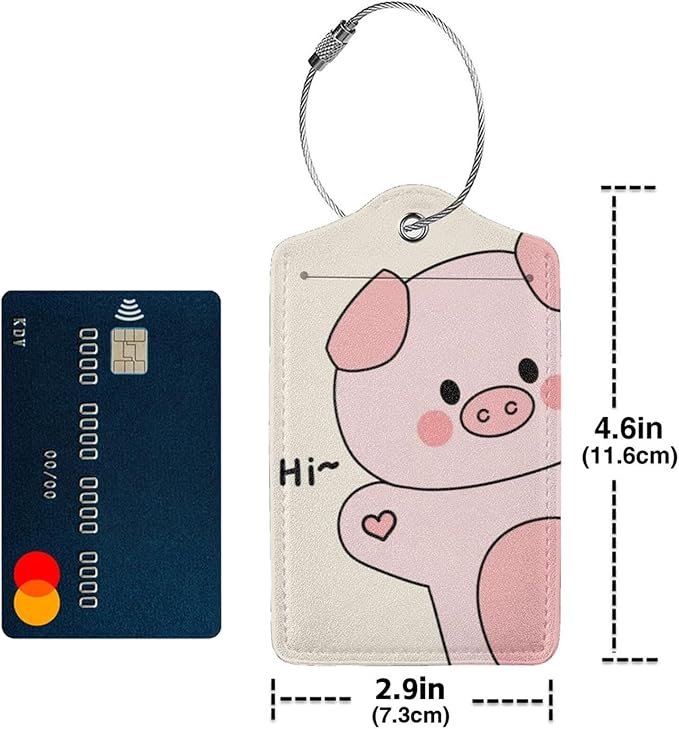 TSA Approved Luggage Tags Pig for Suitcases 2 Pack Funny Leather Carnival Cruise Airport Cute Travel Name Tags Golf Bag tag Ships Essentials Privacy Cover ID Label for Women Men