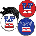 Wolf Golf Towels Golf Ball Marker Hat Clip | USA Monogram | 1 Magnetic Clip + 3 Ball Markers | Patriotic Golf Accessories for Men & Women