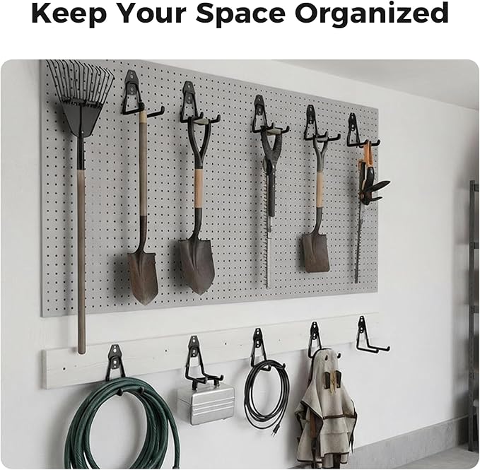 Garage Hooks Heavy Duty - 20 Pack Garage Wall Hangers with Anti-Slip Coating for Hanging Bikes Ladders Garden Tools
