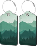 Green Mountain Luggage Tags Set of 2 Leather Stainless Steel Loop Label Tag for Travel Bag Suitcase