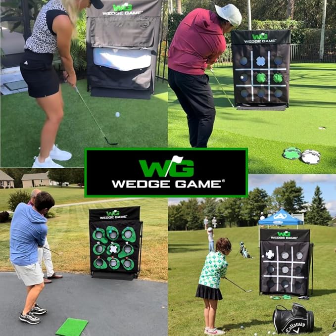 Large Premium Golf Short Game Practice Indoor/Outdoor Chipping and Pitching Net with True Auto Ball Return, 9 Holes of Golf, Tic-Tac-Toe and More!