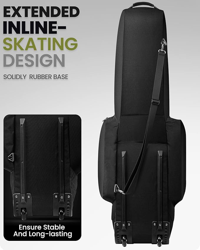 OutdoorMaster Padded Golf Travel Bag with Reinforced Wheels, 900D Heavy Duty Oxford Wear-Resistant and Waterproof Golf Travel Case, Soft-Sided Golf Club Bag, Shoes and Accessories Compartment