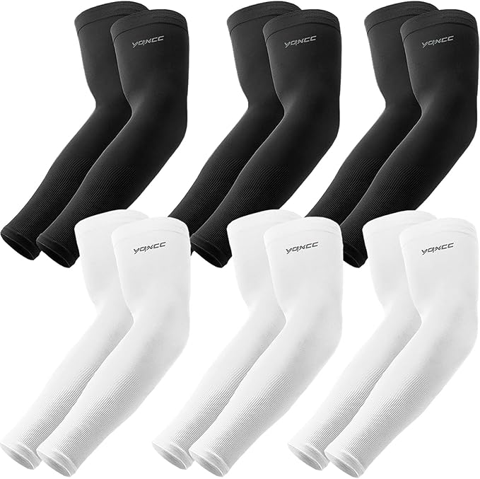 YQXCC 4 Pairs Arm Sleeves, Cooling UV Sun Protection Sports Compression Sleeves for Men Women, Golf Basketball Arm Sleeves